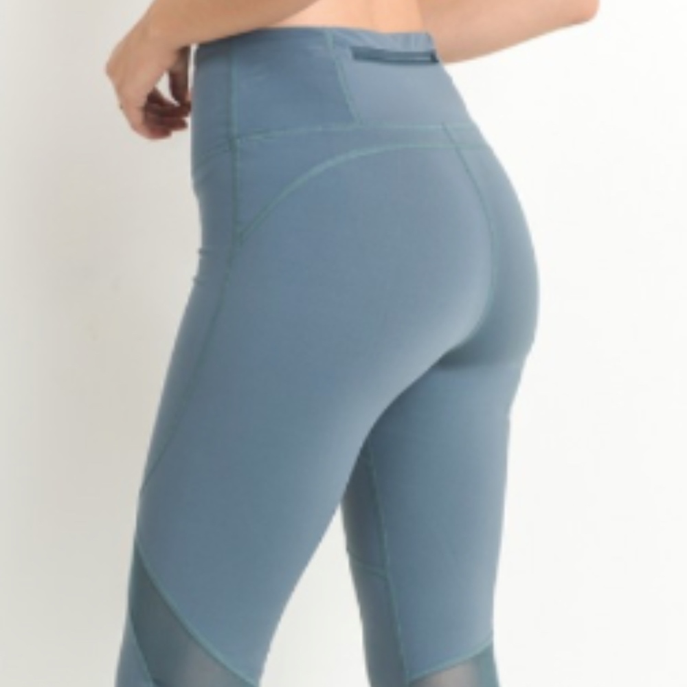 Mesh Leggings High Waist Light Teal Blue